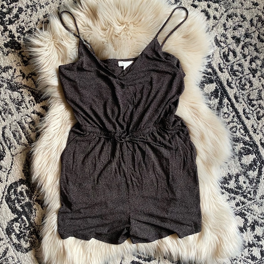 H&M black romper with white polka dots